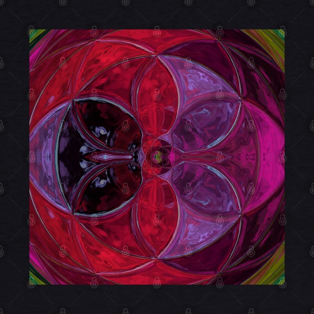 Mosaic Kaleidoscope Flower Red and Purple by WormholeOrbital